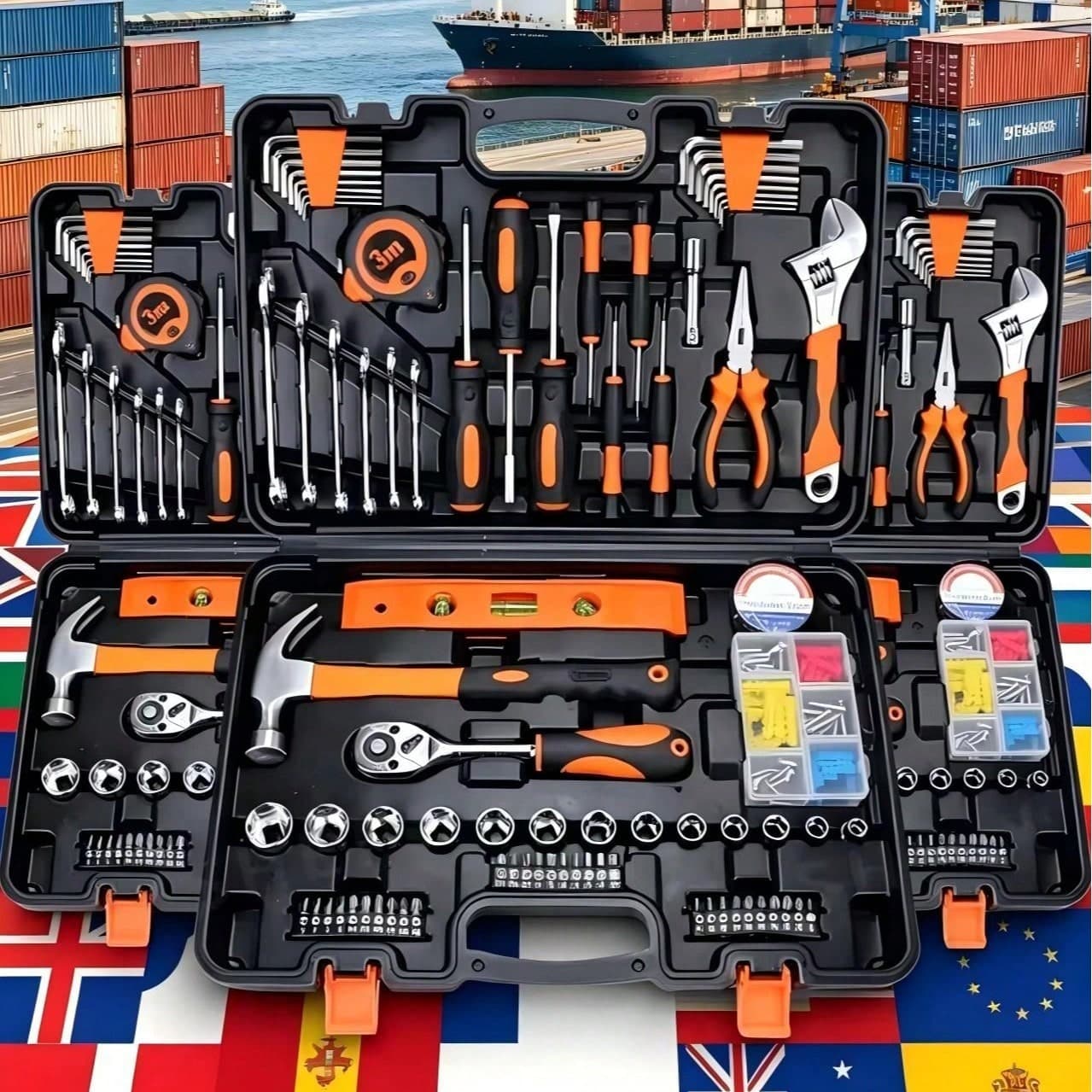 Kit di attrezzi per la casa, set universale di attrezzi per riparazioni domestiche/auto, set di attrezzi manuali di base con chiave a bussola,