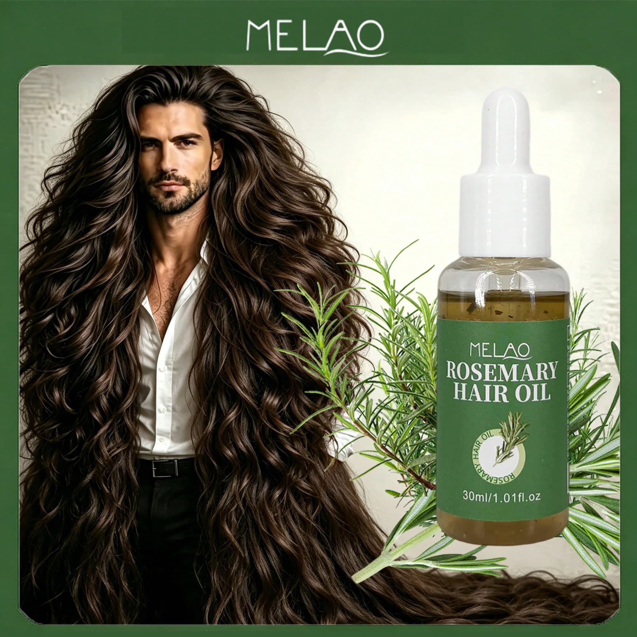 MELAO Olio per capelli al rosmarino, contenente vere foglie di rosmarino, nutre i capelli, elimina l'effetto crespo, aggiunge lucentezza e morbidezza,