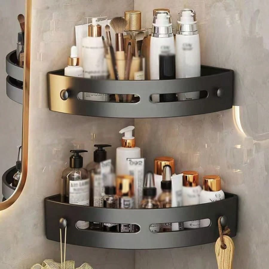 1/2/3 Pezzi Mensola Angolare Nera per Bagno, Scaffale di Stoccaggio per Cucina, Adatto per Bagno, Cucina, Perfetto per Conservare Shampoo, Gel Doccia,