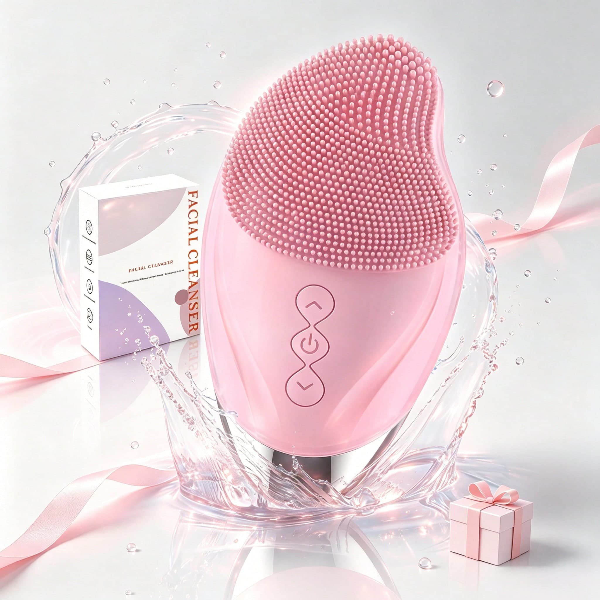 Spazzola per la pulizia del viso in silicone, spazzola per il lavaggio del viso ricaricabile, design con protezione per gli occhi, spazzola elettrica