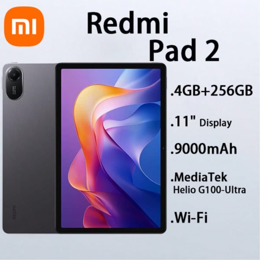 Xiaomi Redmi Pad 2, Tablet Android, Versione WIFI, 4 GB + 256 GB, 11 pollici, risoluzione 2,5K, display Crystal Clear Advanced Helio G100-Ultra,