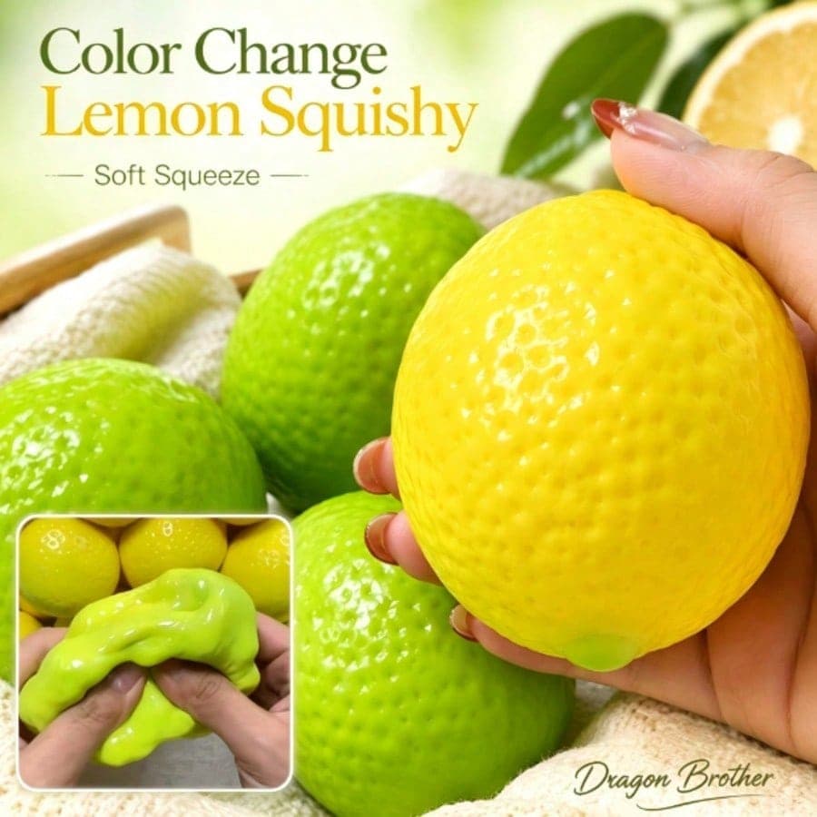 1 pezzo - Squishy - Pallina spremibile a limone che cambia colore, giocattolo antistress con controllo del suono ASMR, sensibile alla temperatura e al