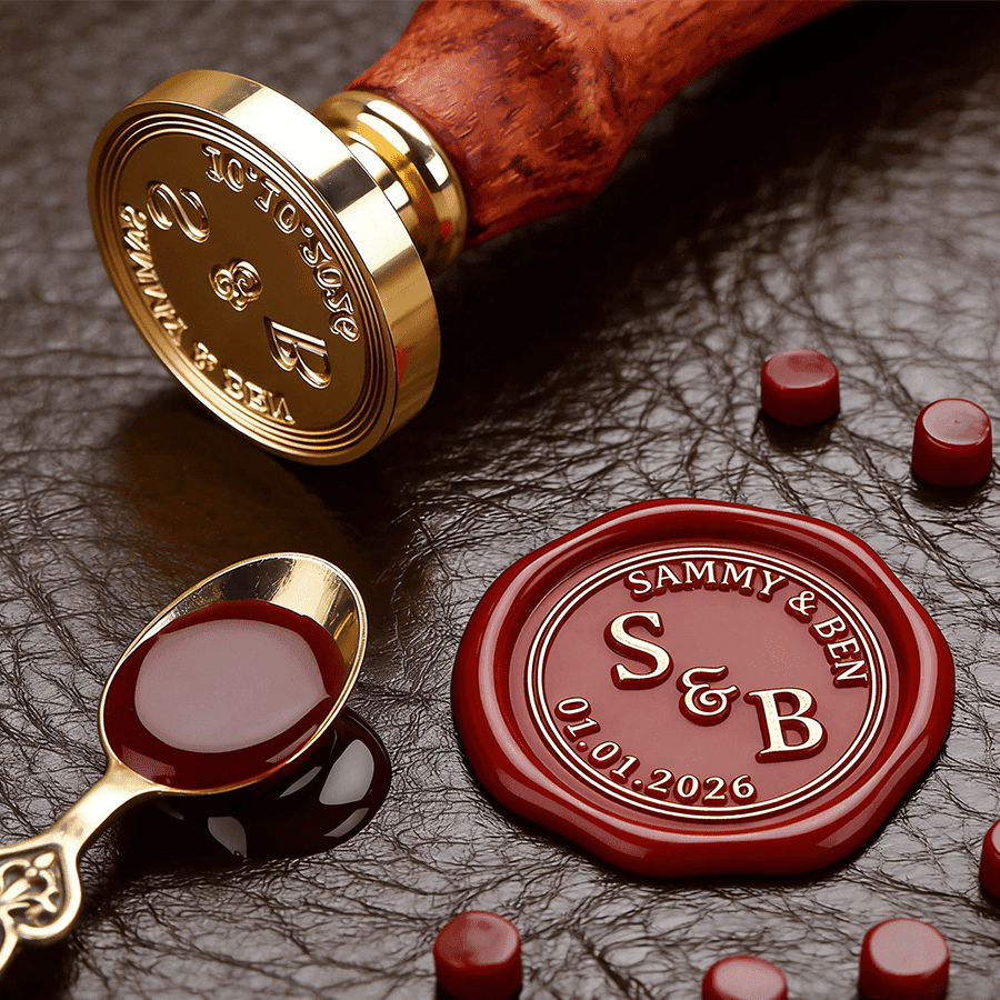 Kit di sigillo in cera personalizzato 25mm/30mm, kit di timbro per sigillo in cera personalizzato per matrimoni, timbro per sigillo di buste e inviti,