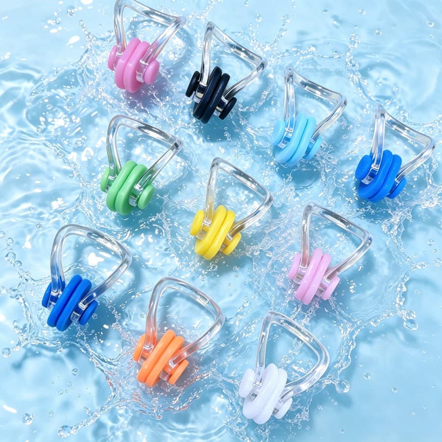 10 pezzi Ferma naso in silicone anti-appannamento di colori casuali, accessori da spiaggia, accessori per piscina