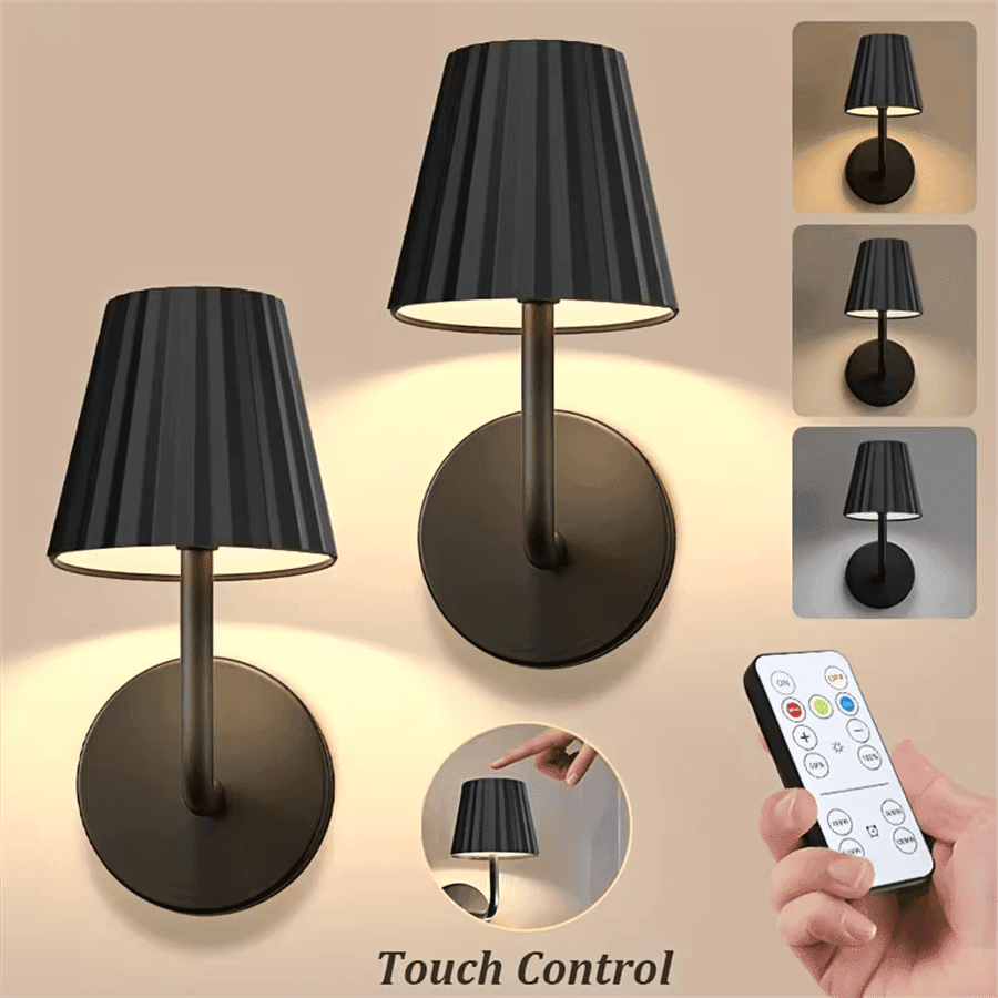 1 pezzo/2 pezzi Lampada da parete a LED con telecomando, lampada da parete a LED moderna con tocco, luce notturna a LED montata a parete, dimmerabile,