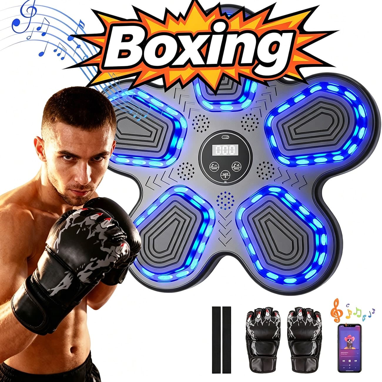 Macchina da Boxe Musicale, 2026 Nuovo Music Boxing Machine a Parete con Guanti, Supporta Bluetooth, 9 Velocità, 9 Modalità di Allenamento, Modalità
