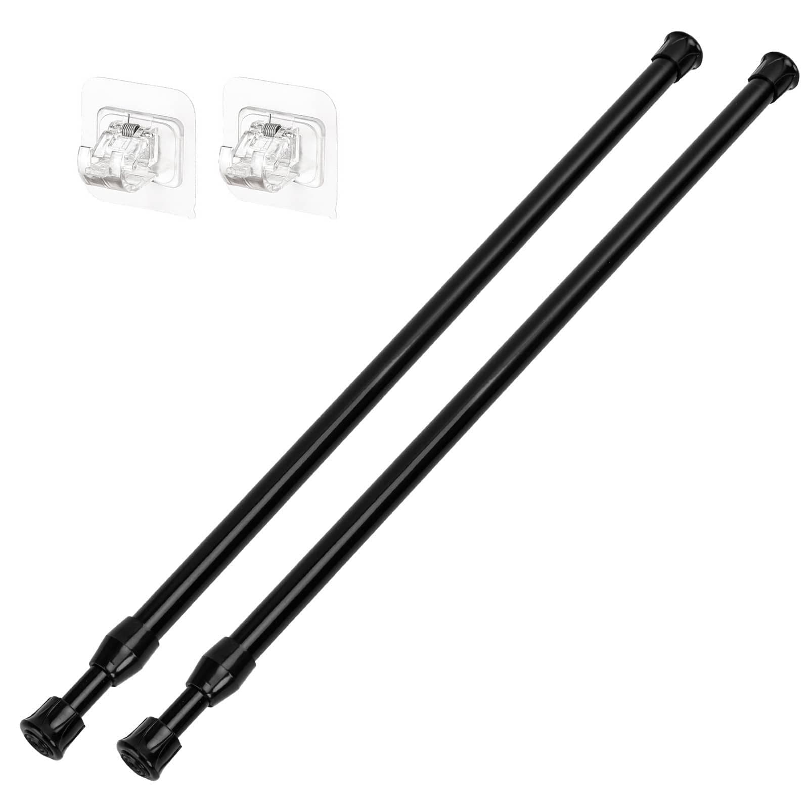 Set di 3 pezzi di aste a tensione a molla senza foratura (1 asta telescopica + 2 ganci adesivi), asta a tensione corta regolabile per porte, finestre,