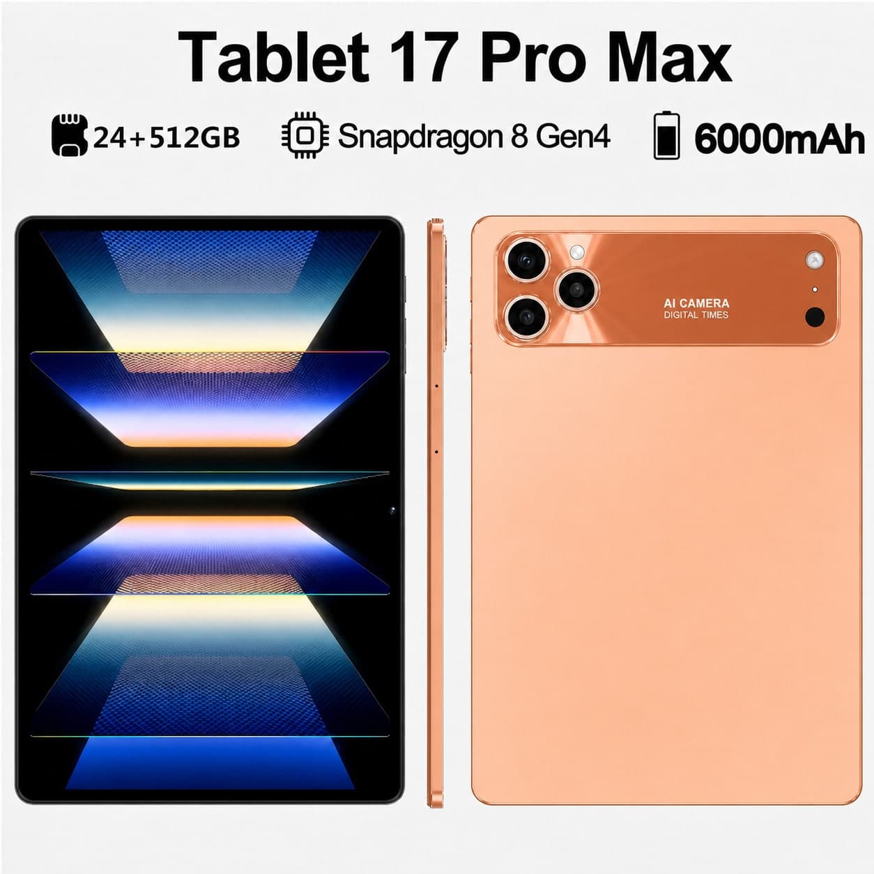 Questo tablet Android SOYES (versione 15.0) è dotato di un display HD da 10,1 pollici (2560 x 1600 pixel), 24 GB di RAM e 512 GB di memoria interna.