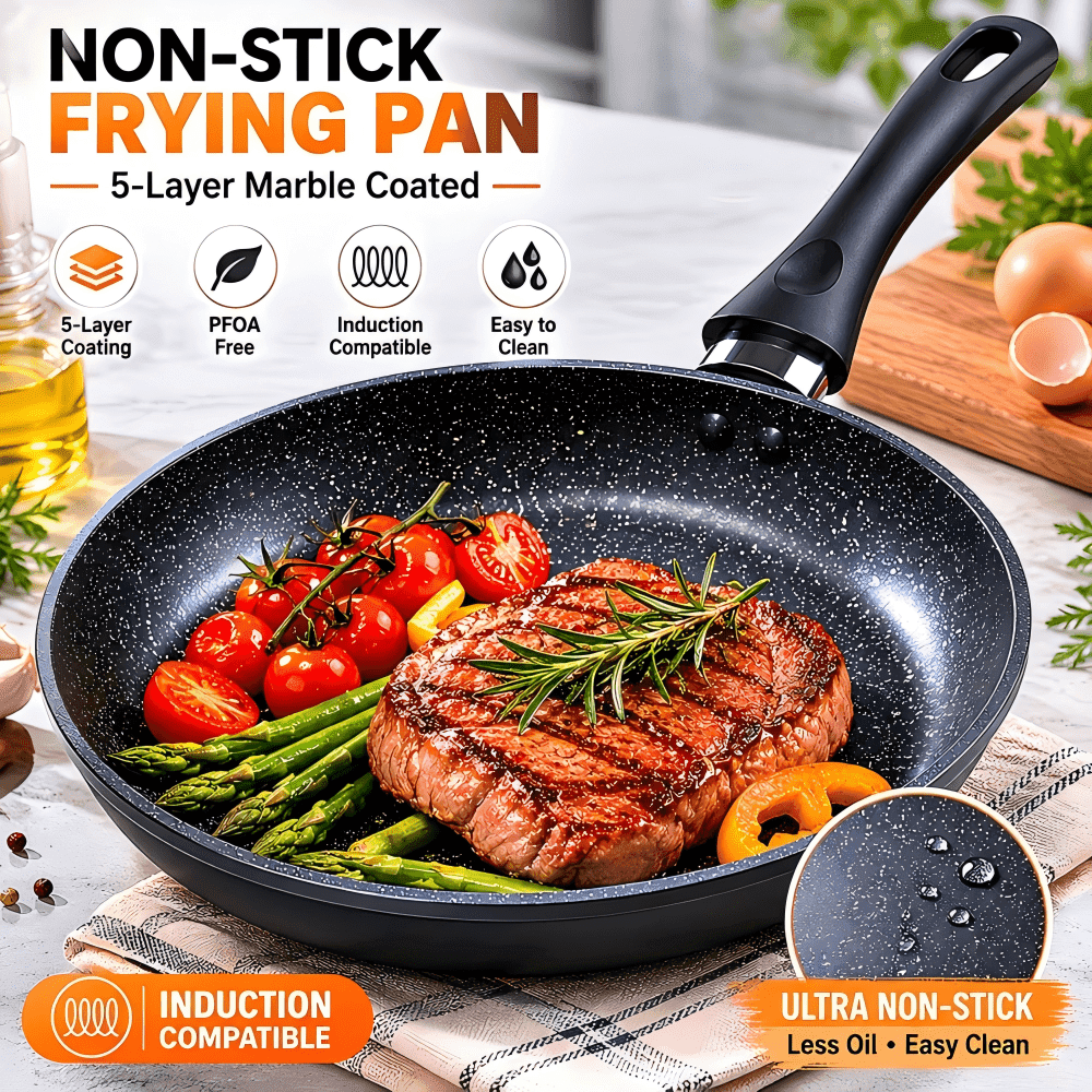 Padella piatta leggera e senza fumo antiaderente per friggere, piccola padella per pancake, bistecca e colazione, universale per fornelli a gas e a
