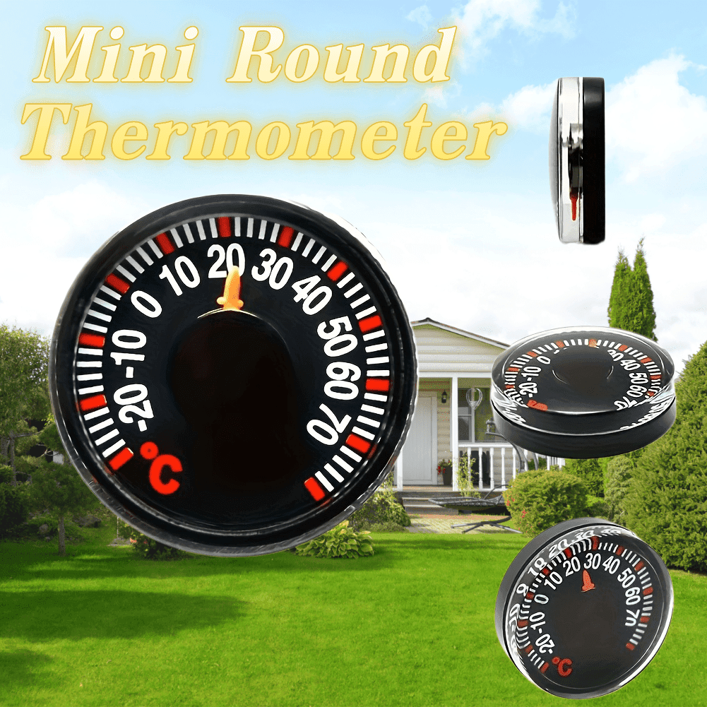 Mini Termometro Rotondo in Plastica da 27mm, Adatto per Casa, Esterno, Auto, Misurazione della Temperatura Domestica