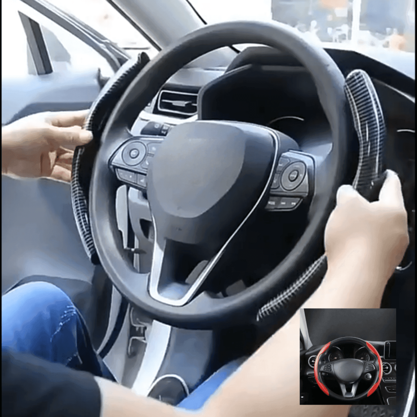 2 pezzi/Set Coprivolante universale per tutte le stagioni, in fibra di carbonio sportiva ultra sottile antiscivolo, con portacarte decorativo inciso