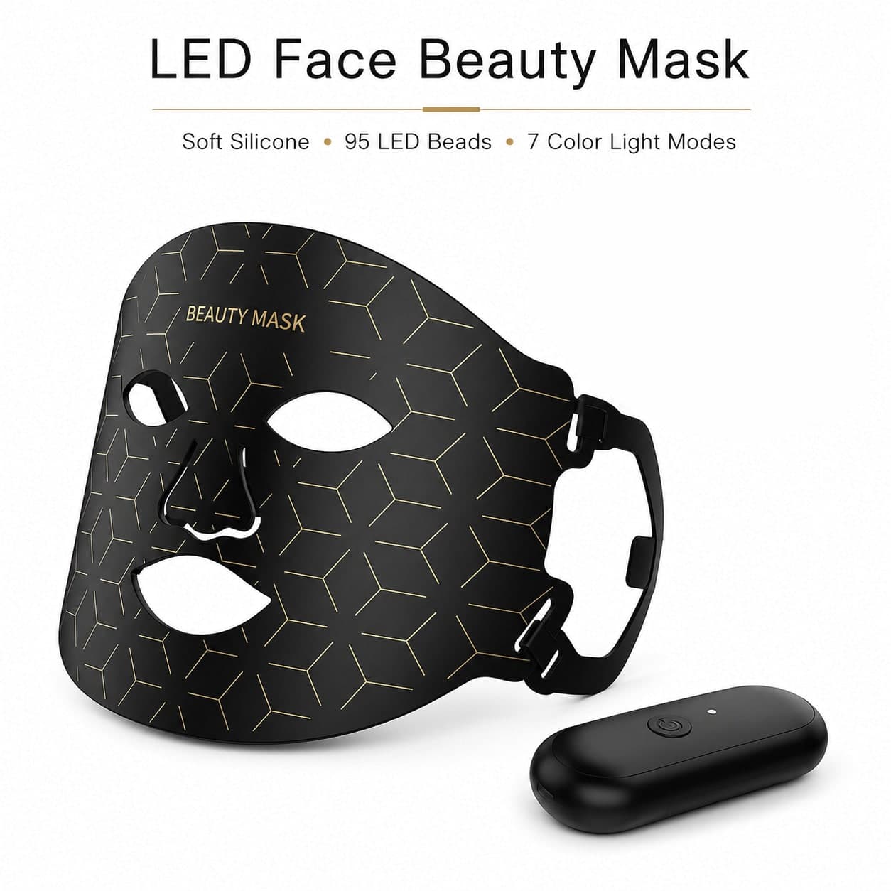 Maschera di bellezza in silicone con LED a 7 colori, 95 perline a luce rossa ad alta luminosità, lunghezza d'onda della luce rossa 630nm 650nm, aiuta