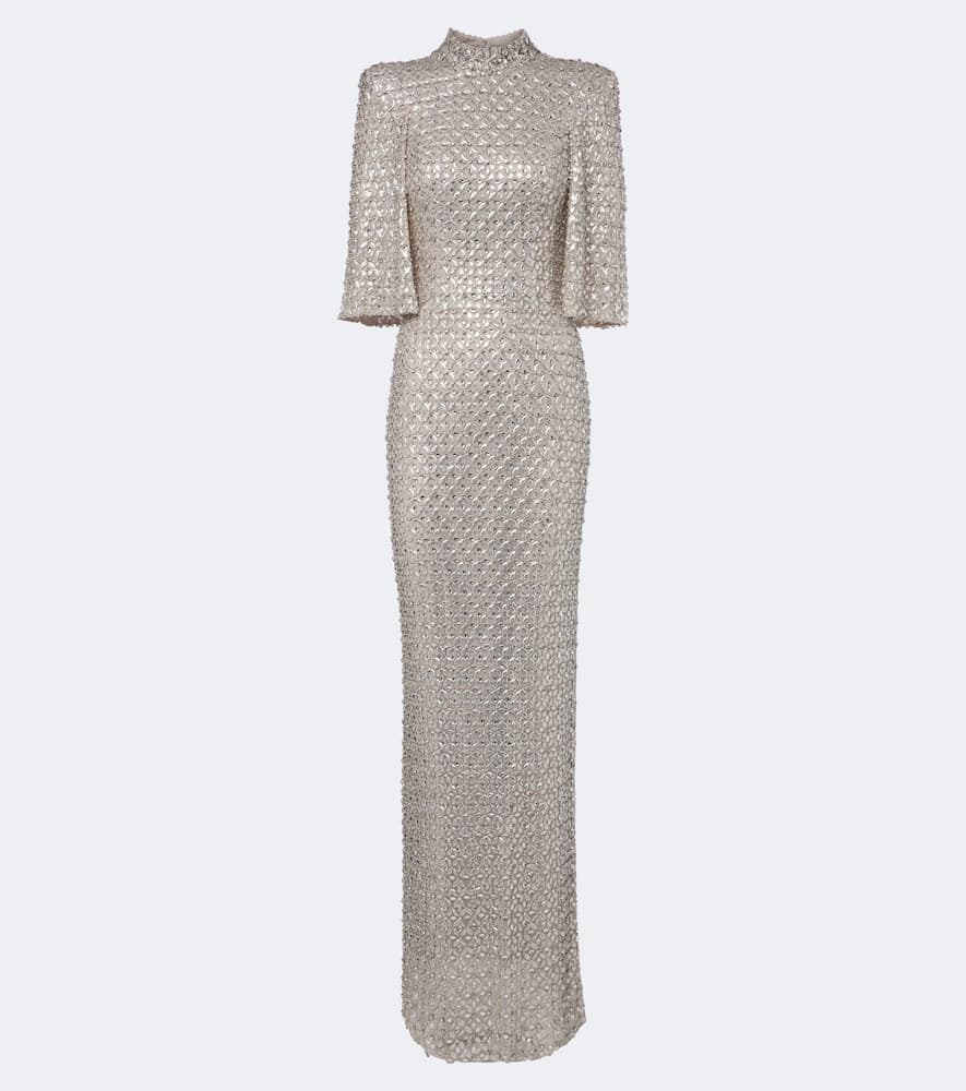 Jenny Packham Abito lungo Sedona in mesh