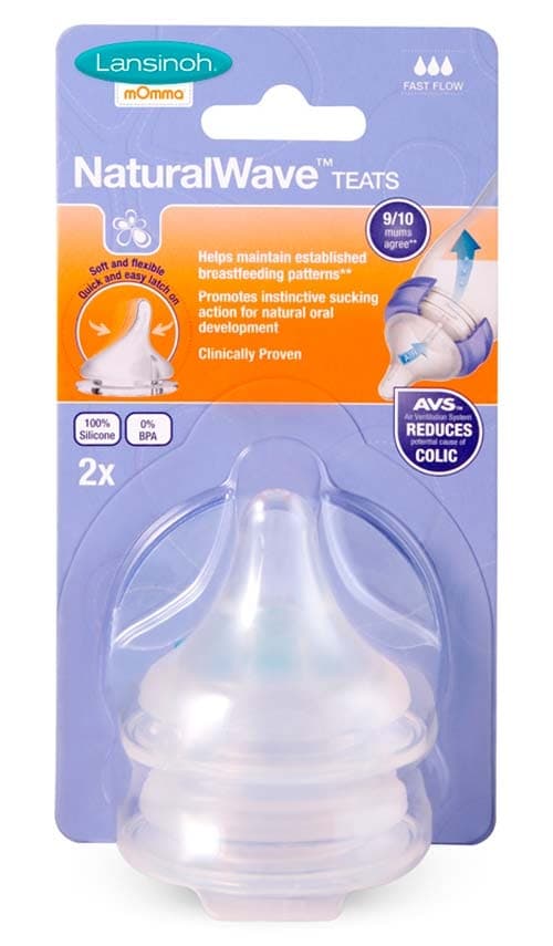Lansinoh Natural Wave Tettarella per biberon - Flusso forte, 2 pezzi