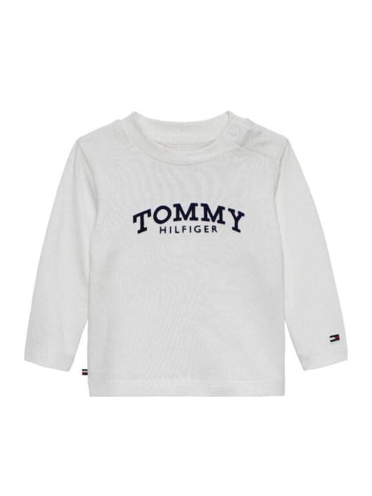 Tommy Hilfiger tshirt bianca neonato logo sul davanti