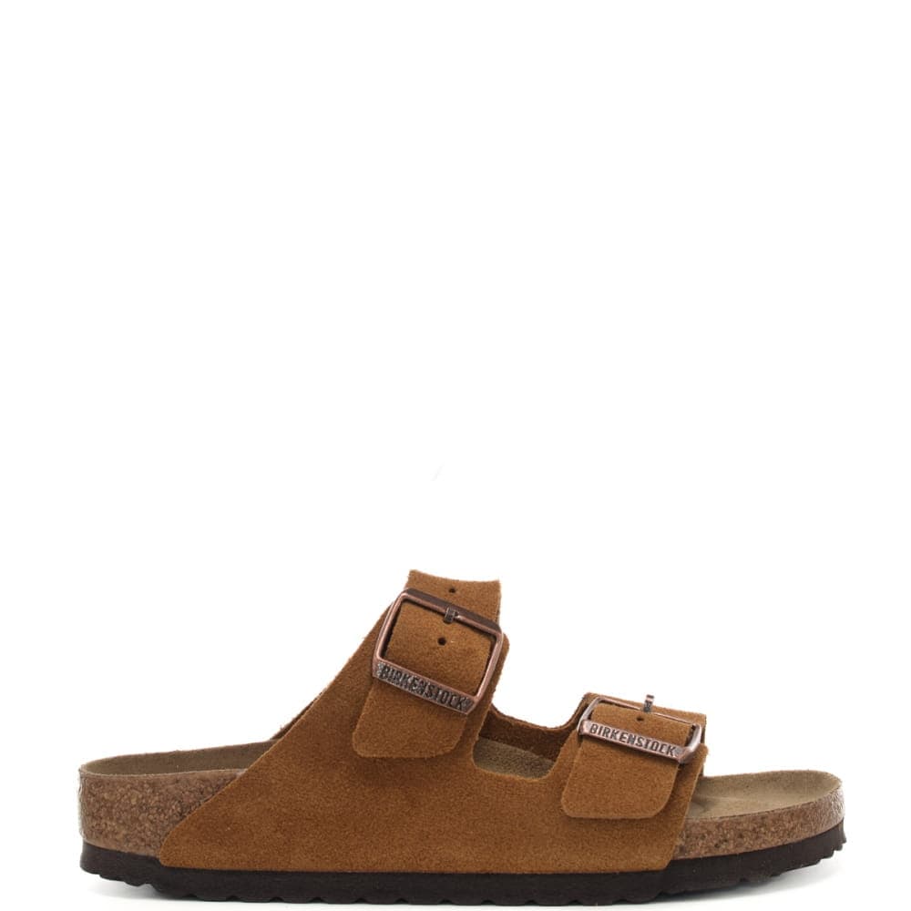 Birkenstock sandali da donna arizona in vera pelle scamosciata marrone chiaro