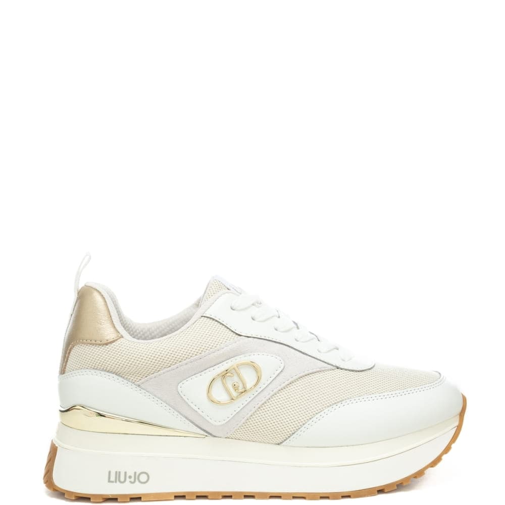 Liu Jo sneakers da donna maxi wonder 97 bis con dettagli dorati bianche
