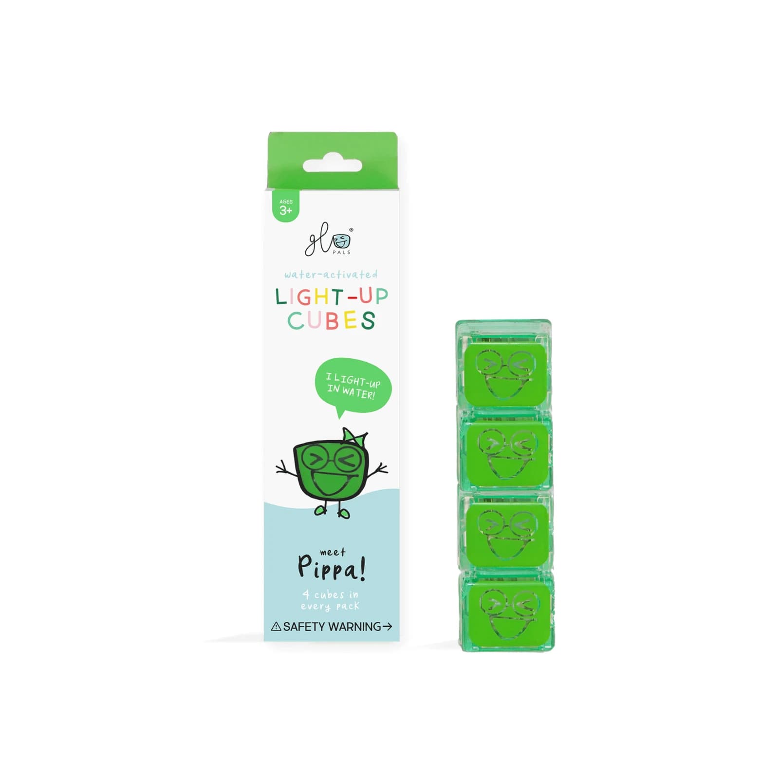 Pippa Glo Cube Light-up Sensory Toy, 3 anni+, Verde, Glo Pals