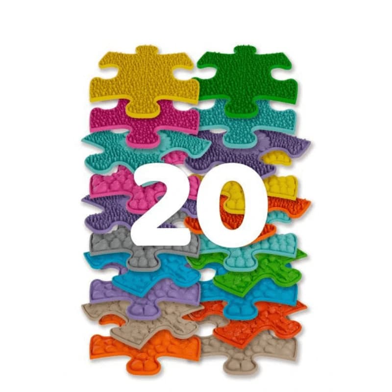 Set di tappetini ortopedici sensoriali, 20 mini puzzle, Muffik