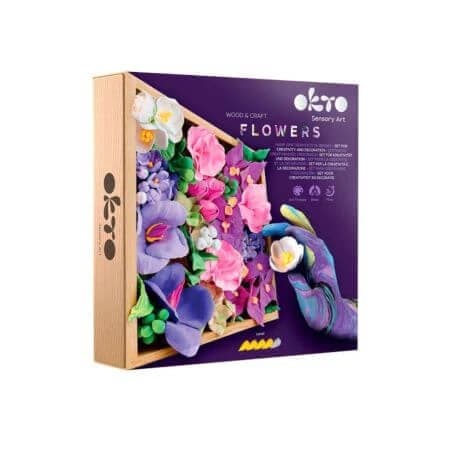 Set per modellare con cornice in legno Wood & Craft, 21 x 21 cm, +12 anni, Fiori 2, Okto