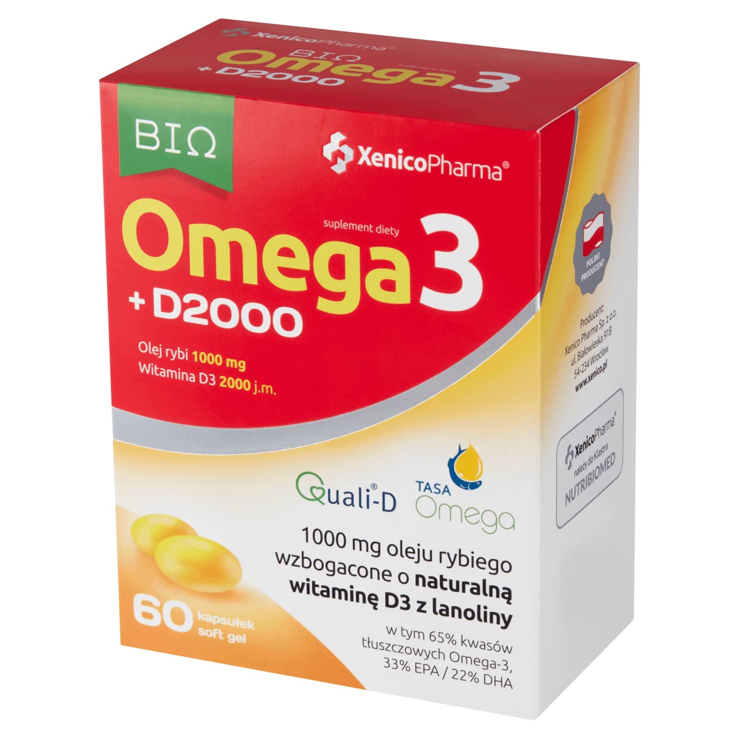 Integratore Alimentare: Omega3 + D 2000, 60 capsule - elevato contenuto di acidi grassi Omega per la salute e l immunità
