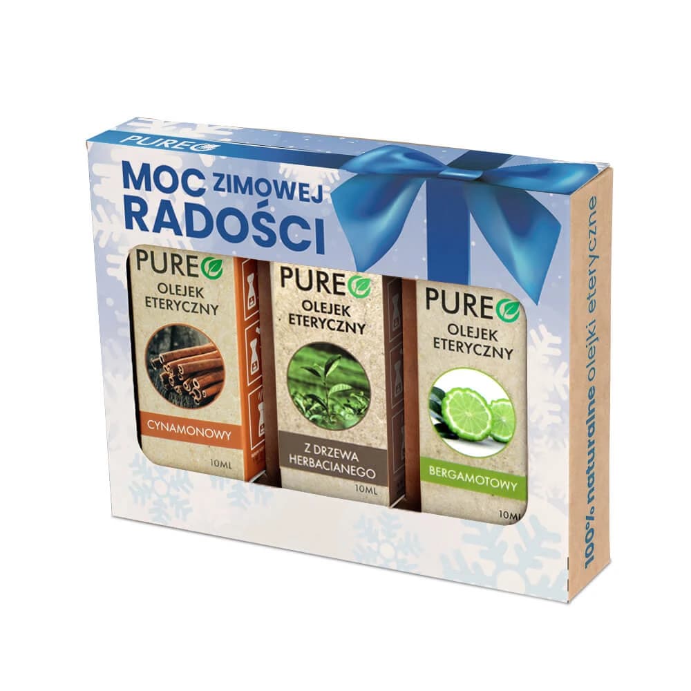 Set Pureo Power of Winter Joy, oli essenziali naturali, bergamotto, tea tree, cannella, 3 x 10 ml