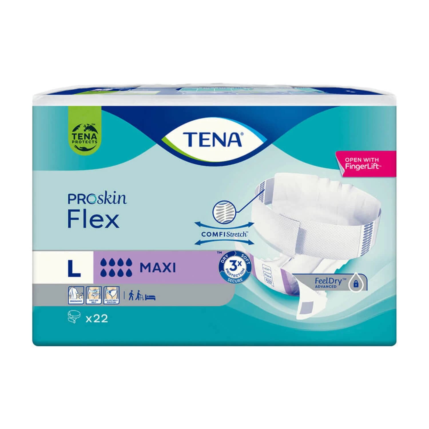 Tena Flex ProSkin, pannolini, taglia L, 83-120 cm, Maxi, 22 pz