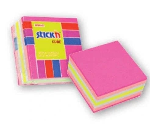 Stickn, cubo rosa, mix neon, 250 carte