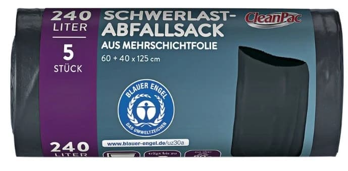 CleanPac, sacco robusto da 240 l, 5 pezzi