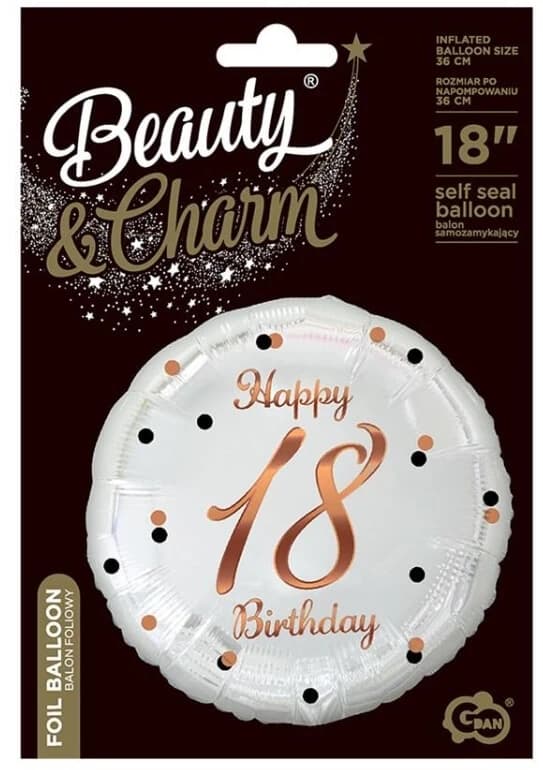 Palloncino in foil Buon compleanno 18, bianco, 1 pz