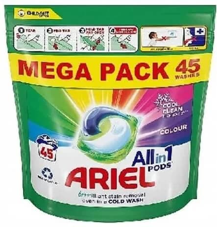 Ariel Tutto in 1 Capsule per il lavaggio del colore, 45 pezzi