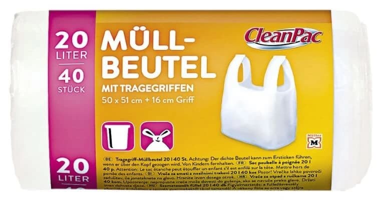 CleanPac, Sacchetti per rifiuti cosmetici, 20l, 40 pezzi