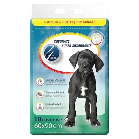 Tappetini assorbenti per cani, 60x90 cm, 10 pezzi, 4Dog