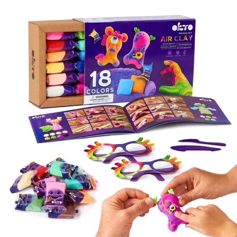 Set di creazione Air Clay, 18 colori, + 3 anni, OktoClay