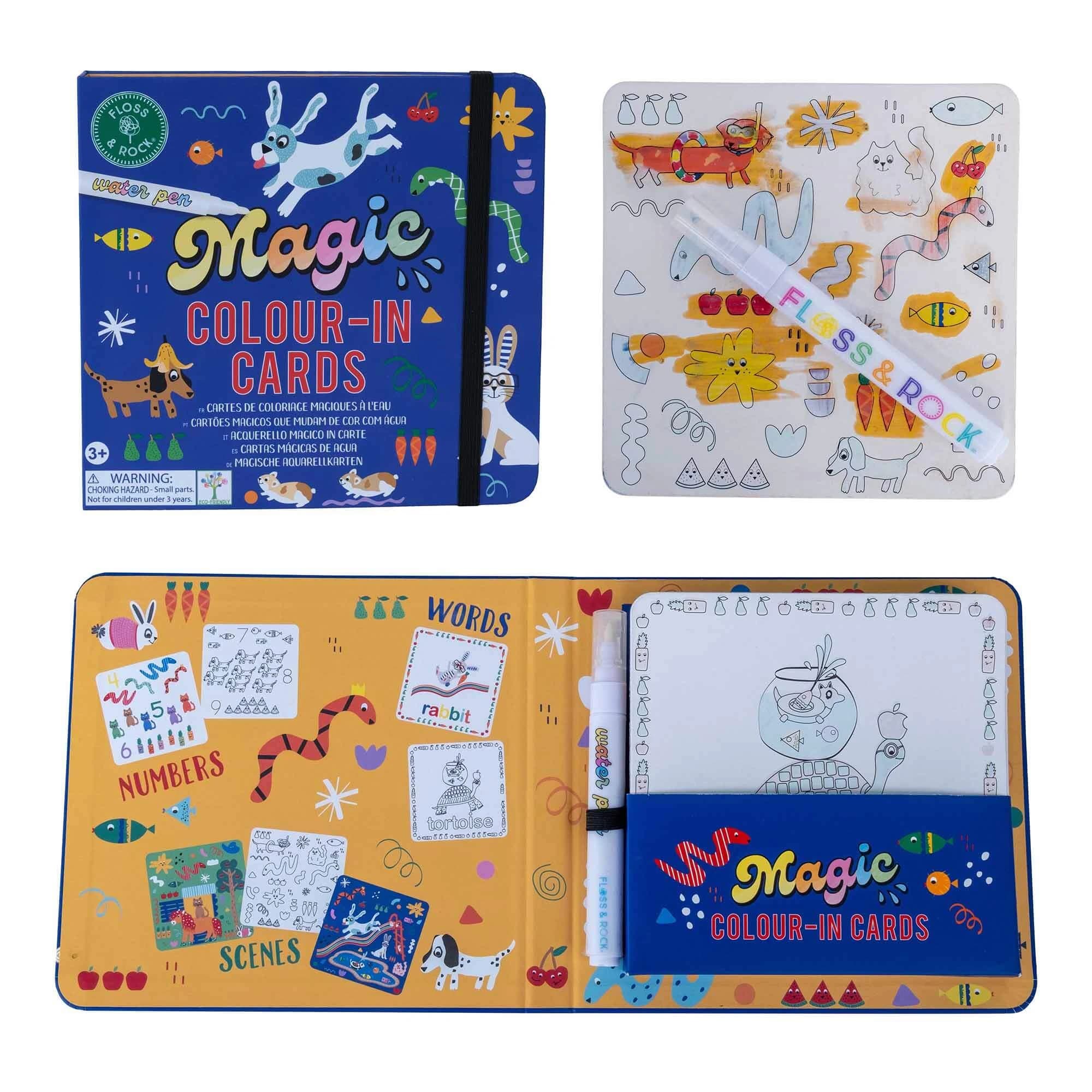 Set di tavole da colorare con l'acqua, Carte Magiche dell'Acqua Animali domestici, 3 anni+, Floss & Rock