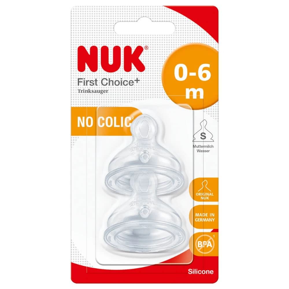 Tettarella in silicone con foro sottile M1, 0-6 mesi, 2 pezzi, Nuk
