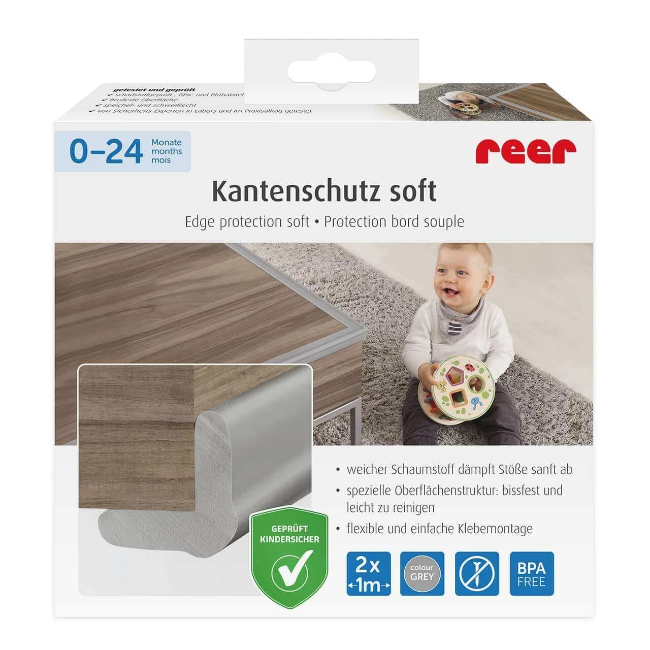 Set di 2 strisce di protezione universali in poliuretano espanso, grigio, 2 x 1 m, Reer