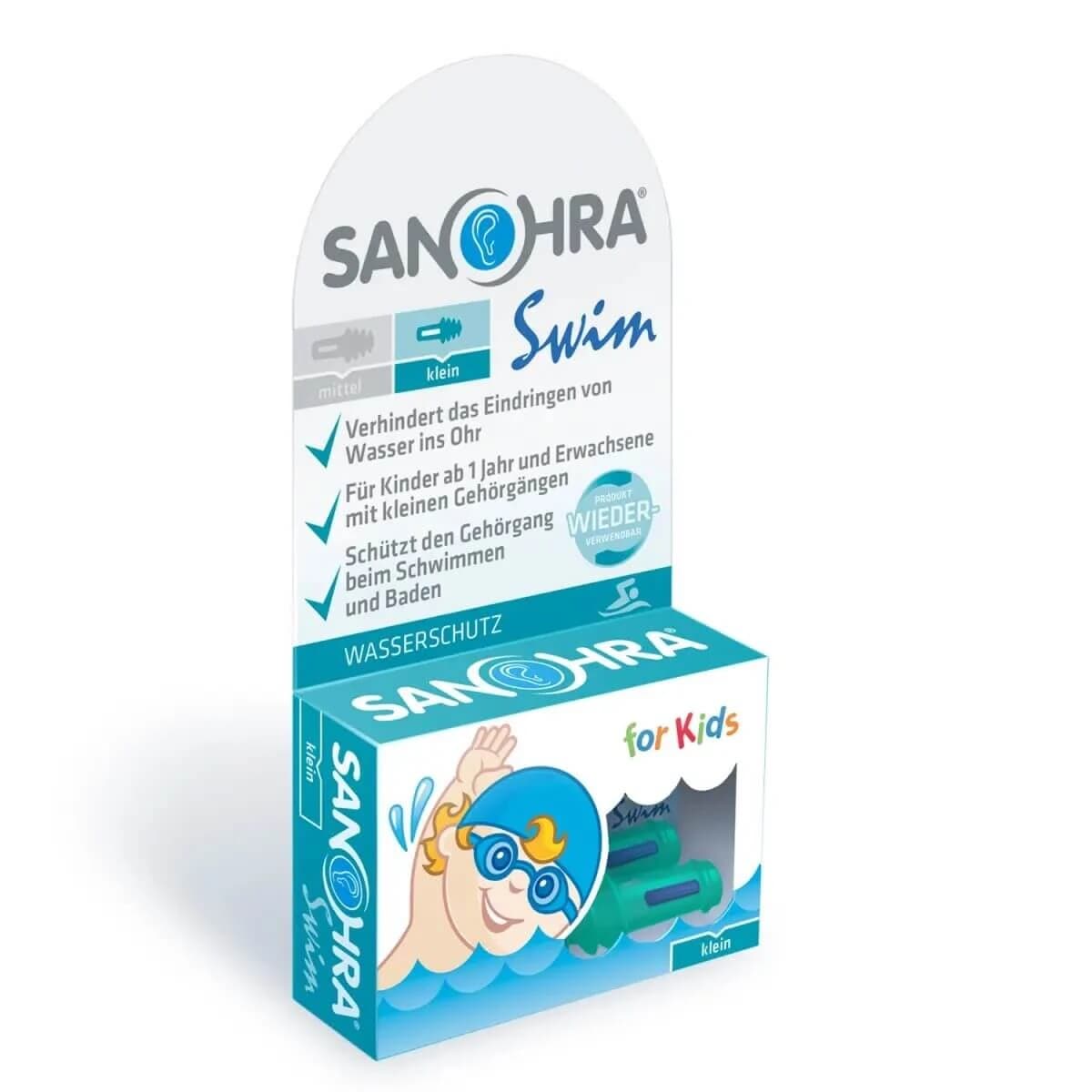 Tappi auricolari per il nuoto, per bambini, +1 anno, Blu, Sanohra