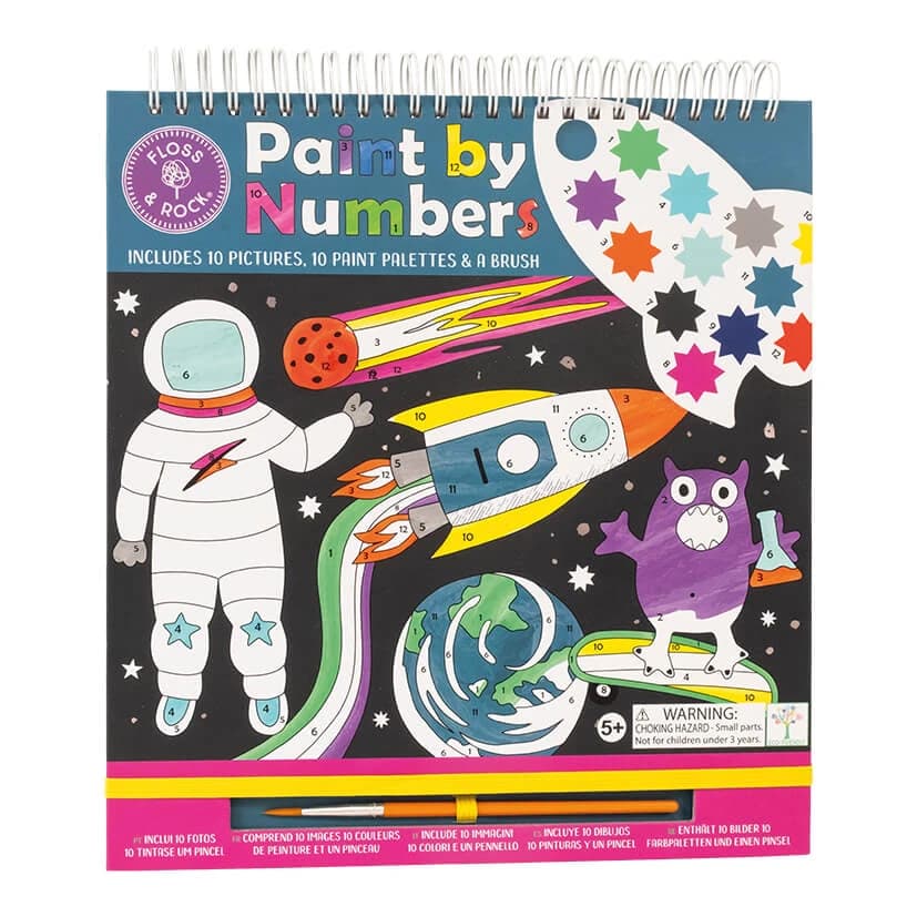 Libro da colorare acquerello Paint by numbers Space, Paint by numbers Space, 5 anni+, Floss & Rock