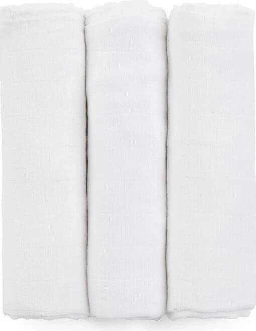 PETITE&MARS Set di pannolini in mussola di bambù 3 pezzi Moussy Total White, 68 x 68 cm 1×3 pezzi, set di pannolini