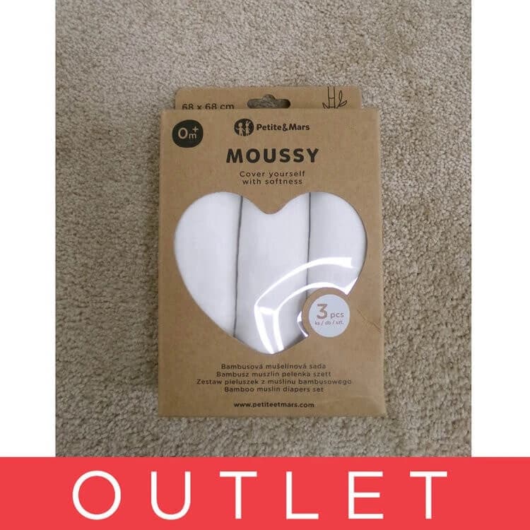 PETITE&MARS Set di pannolini in mussola di bambù 3 pezzi Moussy Total White, 68 x 68 cm 1×3 pezzi, set di pannolini view 2
