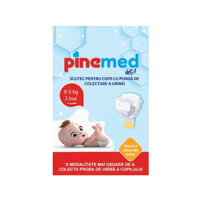 Pannolino per neonati con sacchetto per la raccolta delle urine, 0-5 kg, 2 pezzi, Pinemed