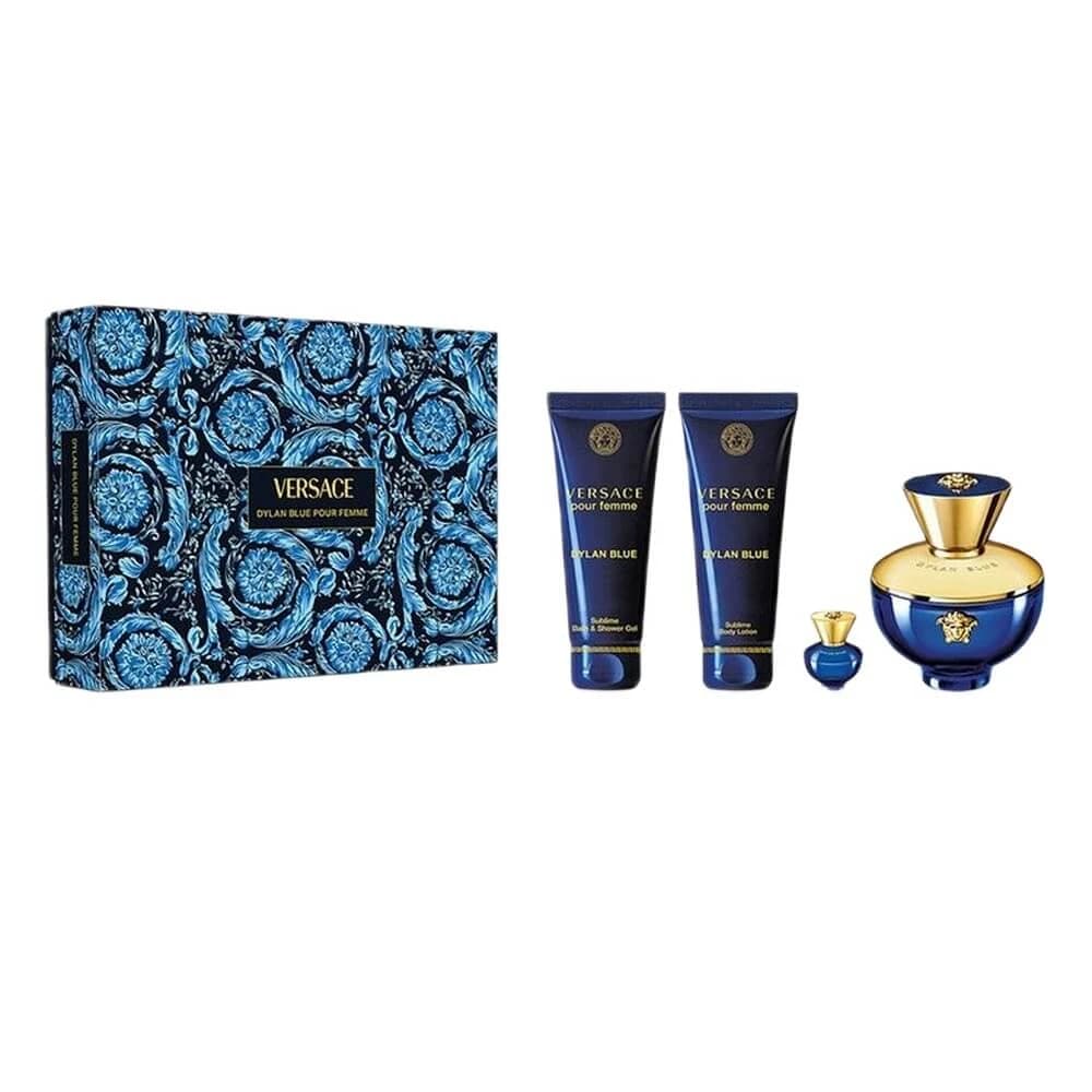 Set Versace Dylan Blue Pour Femme Eau de Parfum, 100 ml + Gel doccia, 100 ml + Lozione corpo, 100 ml + Miniatura Eau de Parfum, 5 ml
