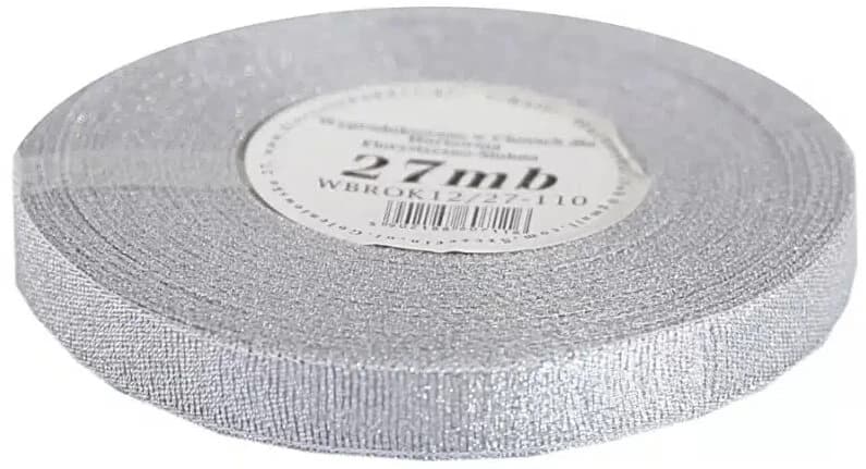 Nastro glitterato 12 mm x 27 mb, argento, 1 pz