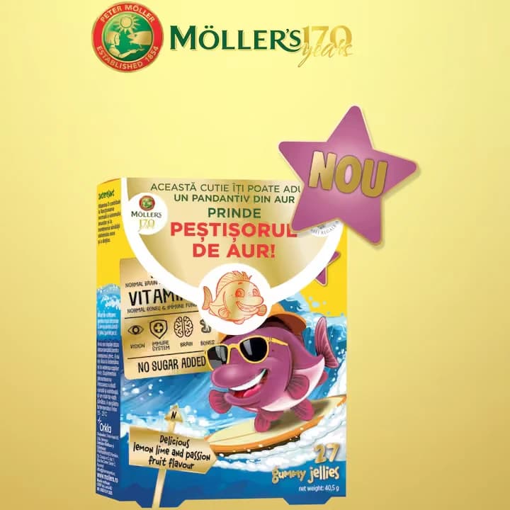 Pesce gommoso Omega 3, +3 anni, Frutto della passione, 27 gelatine, Moller's view 2