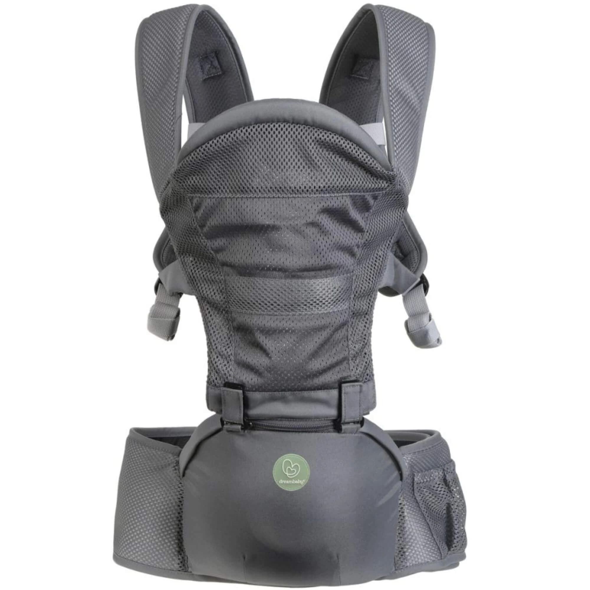 Marsupio versatile con 5 posizioni e tasca portaoggetti, 3,5 - 18 kg, Grigio, Dreambaby