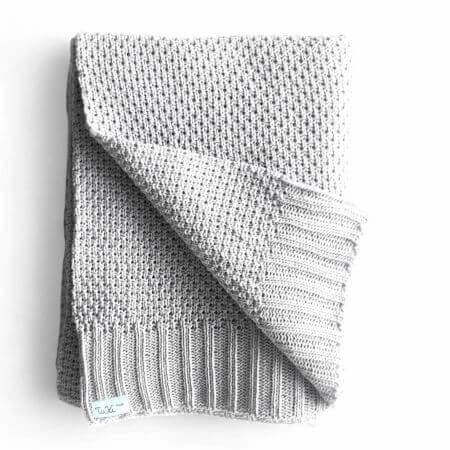 Coperta in cotone lavorato a maglia Moss, 80x100 cm, Grigio, Tuxi