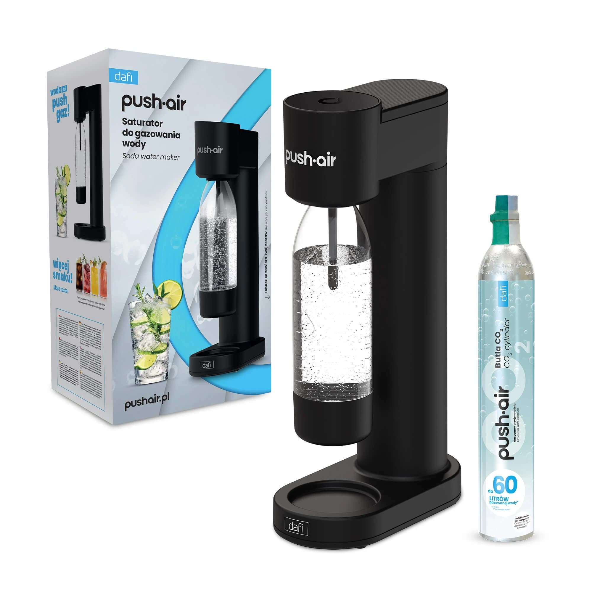Dafi PushAir, aeratore per acqua, nero + bottiglia, 0,7 l, 1 pezzo view 2