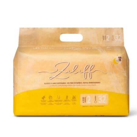 Pannolini sostenibili in bambù, taglia 2, 4-8 kg, 32 pezzi, Zuluff