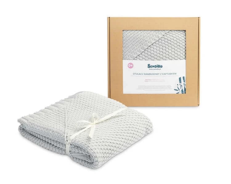 Coperta con cappuccio grigio 90X85